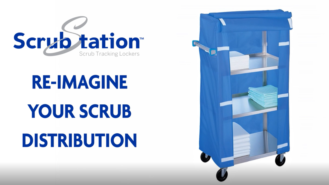 a blue cart with a white box on top of it