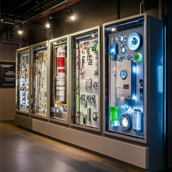 a display case with many different types of watches