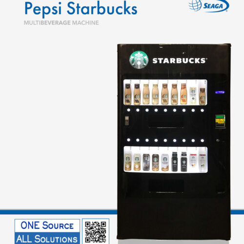 a starbucks machine with all the drinks in it